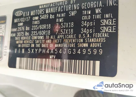 2018 Kia Sorento 3.3L Ex from USA, damaged, VIN 5XYPH4A54JG349599